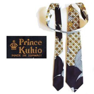 NWT Vintage 70s Prince Kuhio Tie 54" Made In Hawaii Abstract Floral Japanese Art